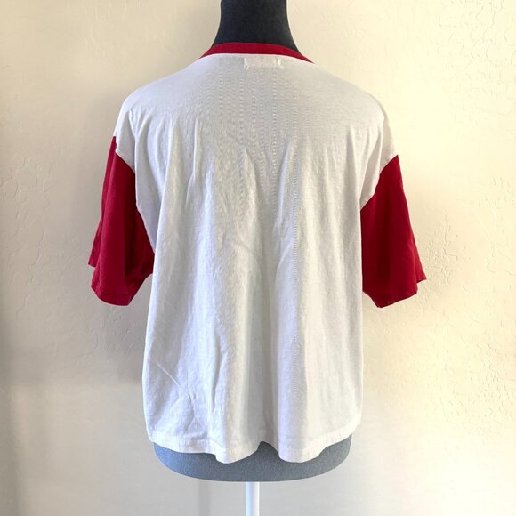 '47 Kansas City Chiefs Cropped Ringer T-Shirt - Cream/Red - Size L - Picture 2 of 10